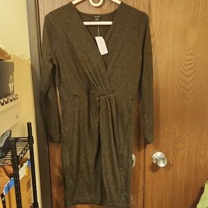 Ann Taylor Chic Long Sleeve Olive Dress